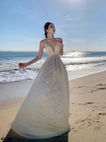 Evafashion A-line halterneck long dress, backless beach dress HZ1024