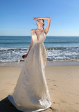 Evafashion A-line halterneck long dress, backless beach dress HZ1024