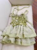 Ndyad Green A-line Mesh Lace Sequined Short Prom Dress Homecoming Dress HZ1024