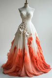 Ndyad A-Line Sweetheart Orange Ombre Chiffon Long Prom Dresses,Formal Party Dress HZ1024