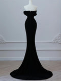 Ndyad Velvet Strapless Crystal Long Prom Dress,Formal Dress HZ1024