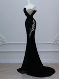 Ndyad Velvet Strapless Crystal Long Prom Dress,Formal Dress HZ1024