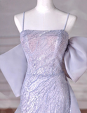 Ndyad Mermaid Spaghetti Straps Tulle Sequin Long Proml Dress, Formal Party Dress HZ1024