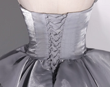 Ndyad A-line V-neck Tulle Long Prom Dress, Grey Long Formal Dress HZ1024