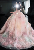 Ndyad A-line Strapless Tulle long prom dress, pink sweet formal dress HZ1024