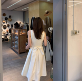 Evafashion style dress light mature style umbrella skirt French style high waist white dress for women HZ1024