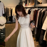 Evafashion style dress light mature style umbrella skirt French style high waist white dress for women HZ1024