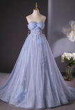 Ndyad Sweetheart Neck Tulle Long Prom Dress, Sweet Formal Dress HZ1024