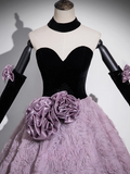 Ndyad Sweetheart Tulle Velvet Long Prom Dress, Sweet 16 Dress HZ1024