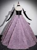 Ndyad Sweetheart Tulle Velvet Long Prom Dress, Sweet 16 Dress HZ1024