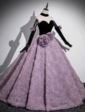 Ndyad Sweetheart Tulle Velvet Long Prom Dress, Sweet 16 Dress HZ1024