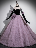 Ndyad Sweetheart Tulle Velvet Long Prom Dress, Sweet 16 Dress HZ1024