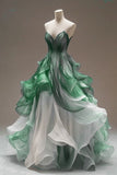 Ndyad V-neck Tulle Long Prom Dress, Unique Quinceanera Dresses HZ1024
