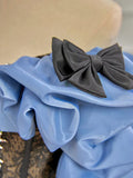 Ndyad Off Shoulder Satin Blue Long Prom Dress, Blue Long Formal Dress HZ1024