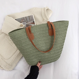 Evafashion large capacity straw shoulder bag HZ1024