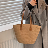 Evafashion large capacity straw shoulder bag HZ1024
