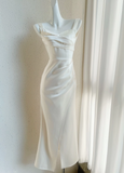 Ndyad irregular suspender dress satin birthday party dress prom dress HZ1024