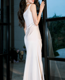 Ndyad irregular suspender dress satin birthday party dress prom dress HZ1024