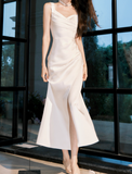 Ndyad irregular suspender dress satin birthday party dress prom dress HZ1024
