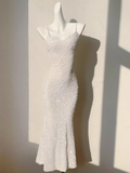 Ndyad Champagne Embroidered Sequin Suspender Dress Mermaid Party Dress HZ1024