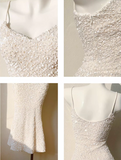 Ndyad Champagne Embroidered Sequin Suspender Dress Mermaid Party Dress HZ1024
