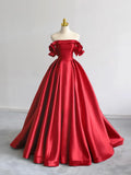 Ndyad Off Shoulder Satin Dark Blue Long Prom Dress, Dark Blue Long Formal Dress HZ1024