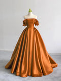 Ndyad Off Shoulder Satin Dark Blue Long Prom Dress, Dark Blue Long Formal Dress HZ1024