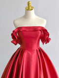 Ndyad Off Shoulder Satin Dark Blue Long Prom Dress, Dark Blue Long Formal Dress HZ1024
