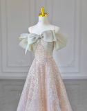 Ndyad Spaghetti Strap Tulle Sequins Long Prom Dress, Sweet 16 Dress HZ1024