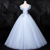 Evafashion 0ff-the-shoulder Tulle Embroidery Long Prom Dress, Elegant Long Formal Dress HZ1024