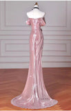 Ndyad Mermaid Strapless Long Prom Dress, Pink Sweet 16 Dress HZ1024