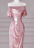 Ndyad Mermaid Strapless Long Prom Dress, Pink Sweet 16 Dress HZ1024