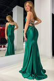 Ndyad Green Satin Mermaid Tight Prom Gown HZ1024