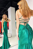 Ndyad Green Satin Mermaid Tight Prom Gown HZ1024