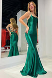 Ndyad Green Satin Mermaid Tight Prom Gown HZ1024