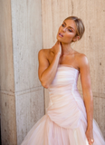 Ndyad pink tulle long prom dress, pink tulle formal dress HZ1024