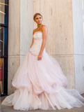 Ndyad pink tulle long prom dress, pink tulle formal dress HZ1024