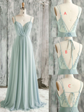 Ndyad v neck lace long prom dress green evening dress HZ1024