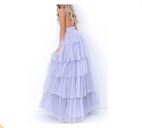 Ndyad Brush Pink V-Neck Ruffles Prom Dress HZ1024