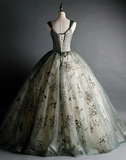 Ndyad Green Sweetheart Ball Gown Beaded Tulle Formal Dress, Ball Gown Sweet 16 Dresses HZ1024