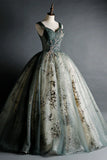 Ndyad Green Sweetheart Ball Gown Beaded Tulle Formal Dress, Ball Gown Sweet 16 Dresses HZ1024