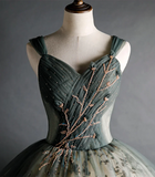 Ndyad Green Sweetheart Ball Gown Beaded Tulle Formal Dress, Ball Gown Sweet 16 Dresses HZ1024