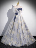Ndyad off-shoulder tulle three-dimensional floral long prom dress, dark purple evening dress HZ1024