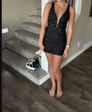 Ndyad Deep V-Neck Homecoming Dresses With Applique HZ1024
