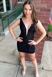 Ndyad Deep V-Neck Homecoming Dresses With Applique HZ1024