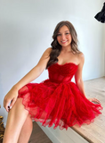 Ndyad Line Tulle Strapless Homecoming Dress HZ1024