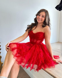 Ndyad Line Tulle Strapless Homecoming Dress HZ1024