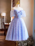 Ndyad Appliques Sequins Homecoming Dress, Beautiful A-Line Short Prom Dress HZ1024