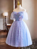 Ndyad Appliques Sequins Homecoming Dress, Beautiful A-Line Short Prom Dress HZ1024
