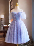 Ndyad Appliques Sequins Homecoming Dress, Beautiful A-Line Short Prom Dress HZ1024